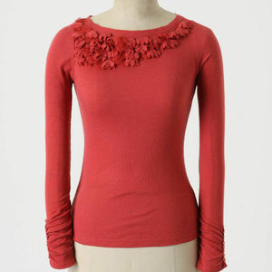 Anthropologie Embraceable Tee Size XS, Red Cotton & Modal Top Blouse By C Keer